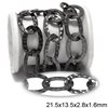 Iron Oval Flat Hammered Link Chain 21.5x13.5x2.8x1.6mm, Black nickel color NF