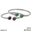 Silver 925 Bracelet Sarniera 5mm with Semi Precious Stones 8x10mm 