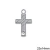 Casting Pendant Cross with Rhinestones 23x14mm, Nickel color NF
