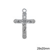 Casting Pendant Cross with Crucified Jesus 29x20mm, Nickel color NF