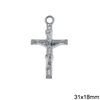 Casting Pendant Cross with Crucified Jesus 31x18mm, Nickel color NF