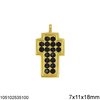 Silver 925 Pendant Cross with Spinel 7x11x18mm