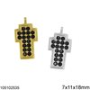 Silver 925 Pendant Cross with Spinel 7x11x18mm