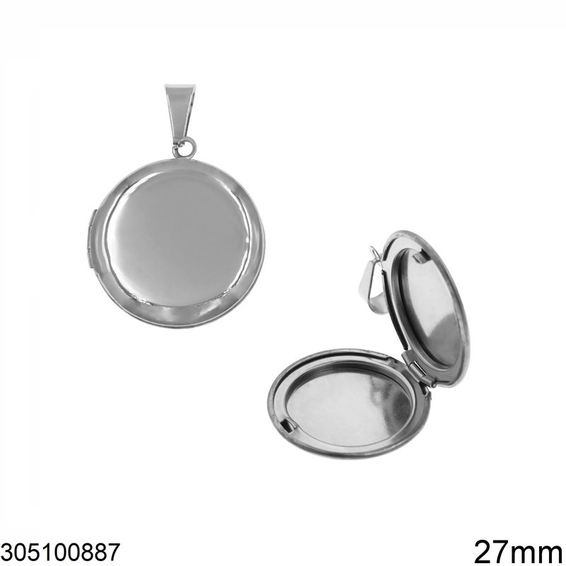 Stainless Steel Round Loustre Pendant Openable 27mm