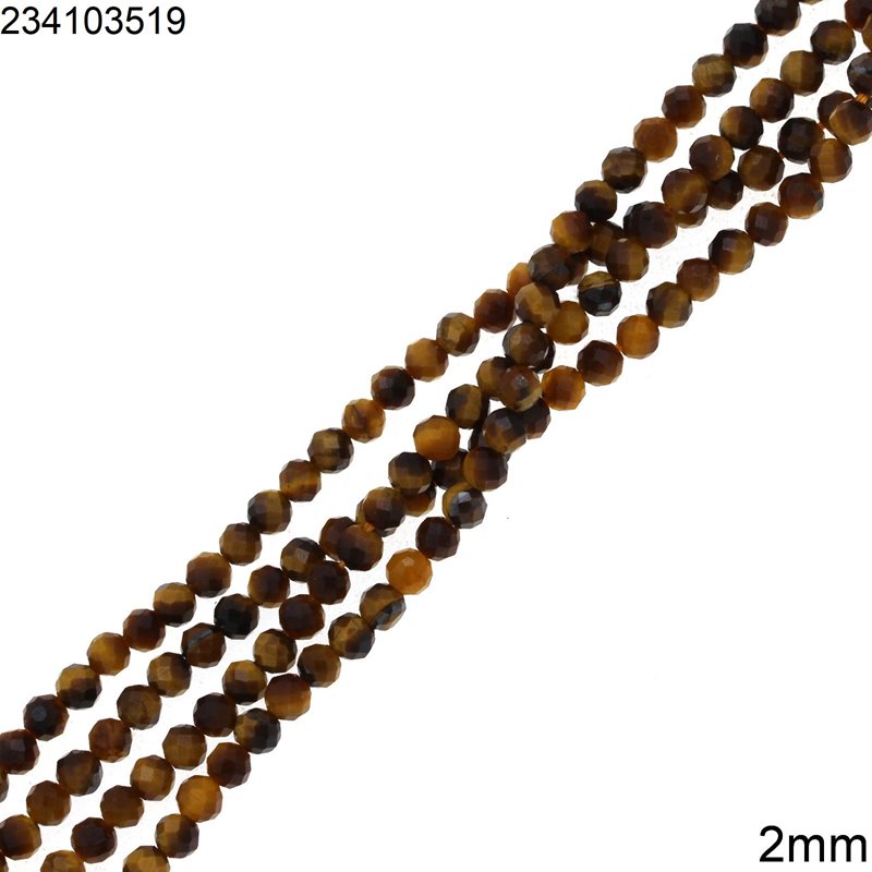 Tiger Eye Faceted Beads 2mm