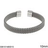 Stainless Steel Cuff Bracelet Braided Wires Open 7-10mm