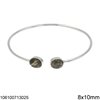 Silver 925 Bracelet with Oval Semi Precious Stones 8x10mm