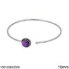 Silver 925 Bracelet with Round Semi Precious Stone 10mm