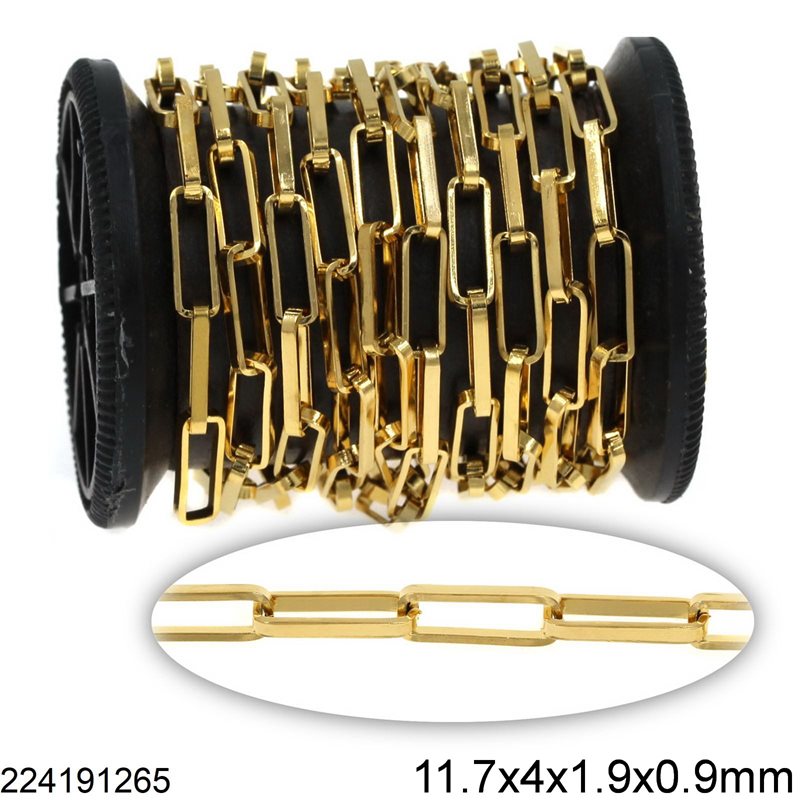 Stainless Steel Rectangular Link Chain Flat Wire 11.7x4x1.9x0.9mm