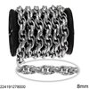 Stainless Steel Twisted Faceted Oval Link Chain 8mm