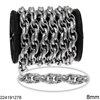 Stainless Steel Twisted Faceted Oval Link Chain 8mm