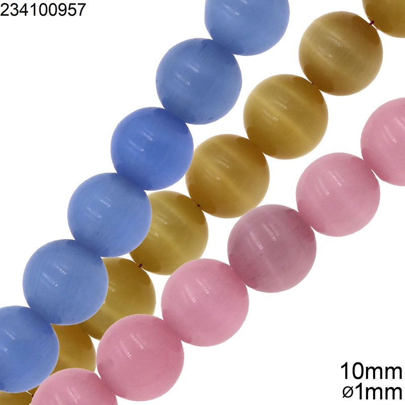 Cat Eye Round Beads 10mm with Hole 1mm