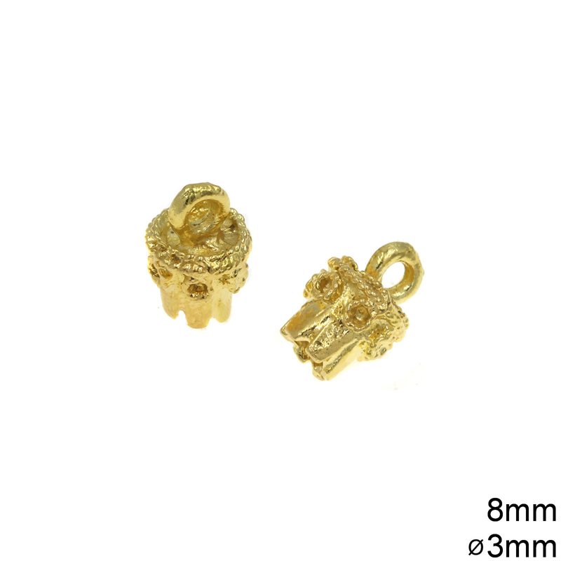 Casting Knot Cover Cap 8mm "Hard" with Hole 3mm, Gold plated NF