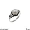 Silver 925 Ring with Pearshape Semi Precious Stone 6x10mm