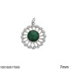 Silver 925 Round Pendant 18mm with Stone 7mm