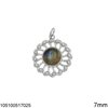 Silver 925 Round Pendant 18mm with Stone 7mm