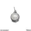 Silver 925 Round Pendant with Stone 10mm