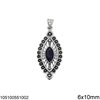 Silver 925 Navette Pendant 18x35mm with Stone 6x10mm