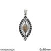 Silver 925 Navette Pendant 18x35mm with Stone 6x10mm