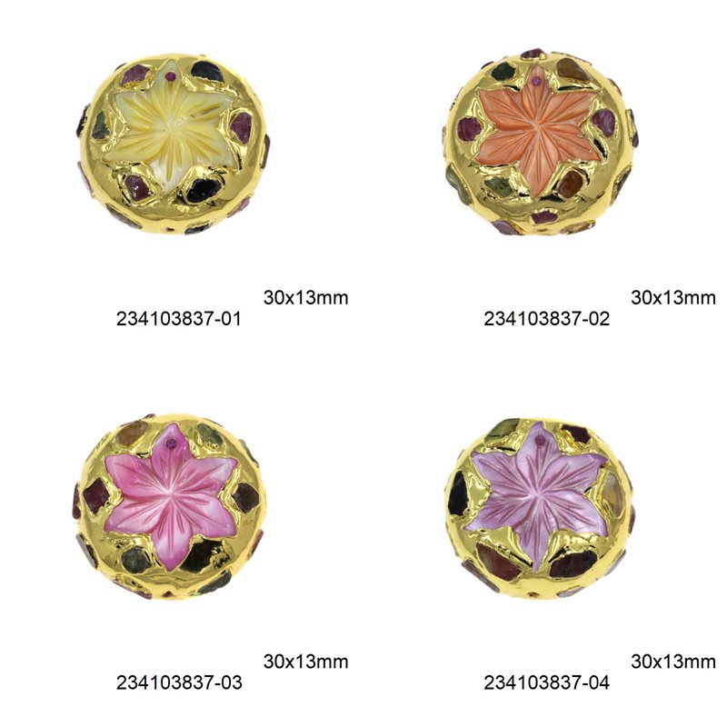 Χάνδρα Φίλντισι Λουλούδι με Χρυσό Περίβλημα και Πέτρες 30mm
