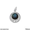 Silver 925 Pendant Disk 17mm with Round Stone 10mm