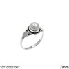 Silver 925 Ring with Oval Semi Precious Stone 6x8mm