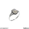 Silver 925 Ring with Oval Semi Precious Stone 6x8mm