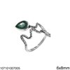Δαχτυλίδι Ασημένιο 925 Φίδι με Δάκρυ Ημιπολύτιμη Πέτρα 6x8mm