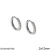 Silver 925 Hoops Earrings with Zircon 2x12mm