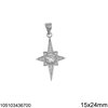 Silver 925 Pendant Star with Zircon 15x24mm