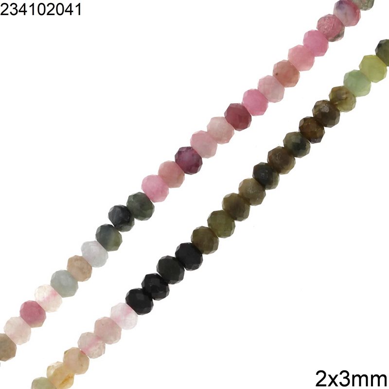 Tourmaline Faceted Rondelle Bead 2x3mm
