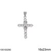 Silver 925 Pendant Cross with Zircon and Infinity Symbol 16x23mm