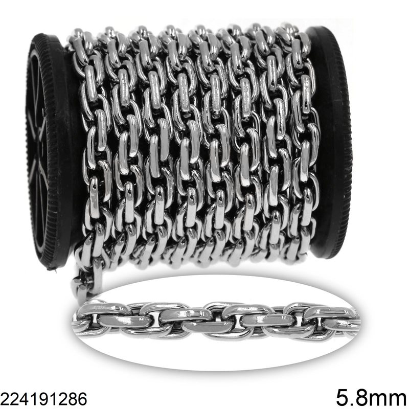 Stainless Steel Twisted Oval Link Chain 5.8mm