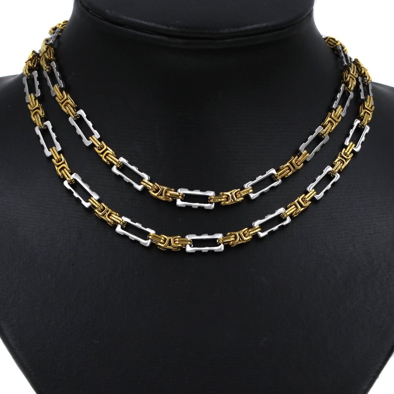 Stainless Steel Byzantine Chain with Rectangular Link 9mm