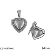 Stainless Steel Pendant Heart with Rhinestones 24mm Openable