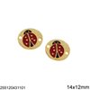 Casting Oval Spacer Ladybug with Enamel 14x12mm