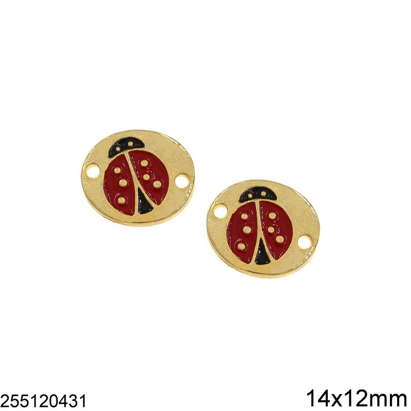 Casting Oval Spacer Ladybug with Enamel 14x12mm