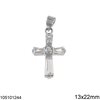 Silver 925 Pendant Cross with Baguette Zircon 3x22m