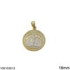 Silver 925 Round Pendant Taxiarchis 18mm, Two Tone