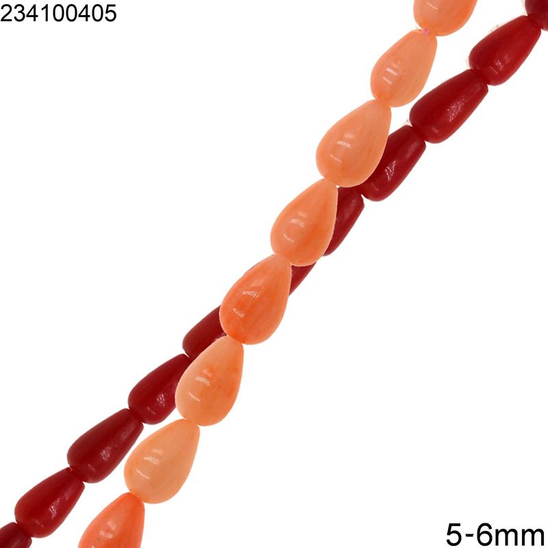Coral Pearshape Beads 5-6mm