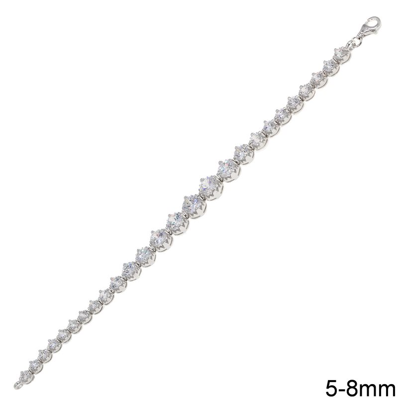 Silver 925 Bracelet with Zircon 5-8mm