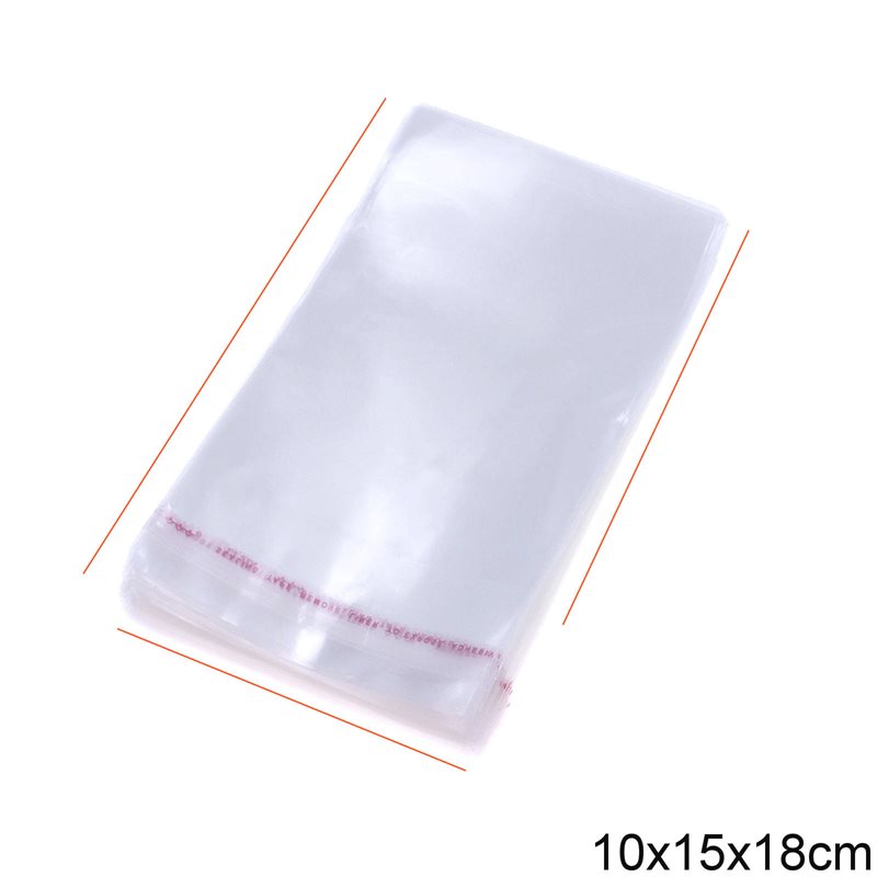 Transparent Plastic Packing Bag with Sticker 10x15x18cm, 108pieces/100gr