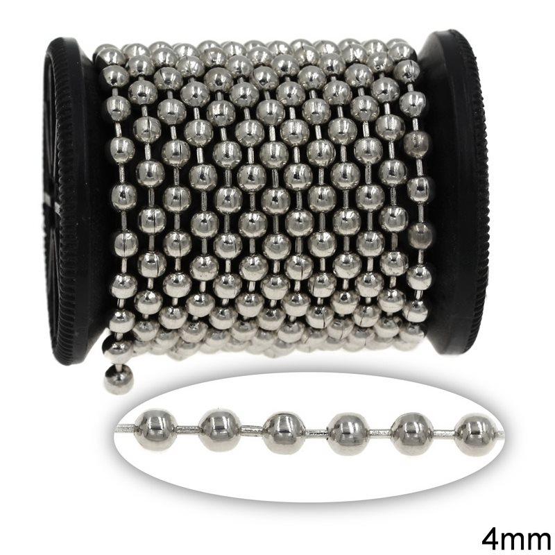 Iron Ball Chain 4mm, Nickel color NF