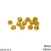 Brass Bead 6mm with Hole 3mm Hollow Textured, Gold plated NF