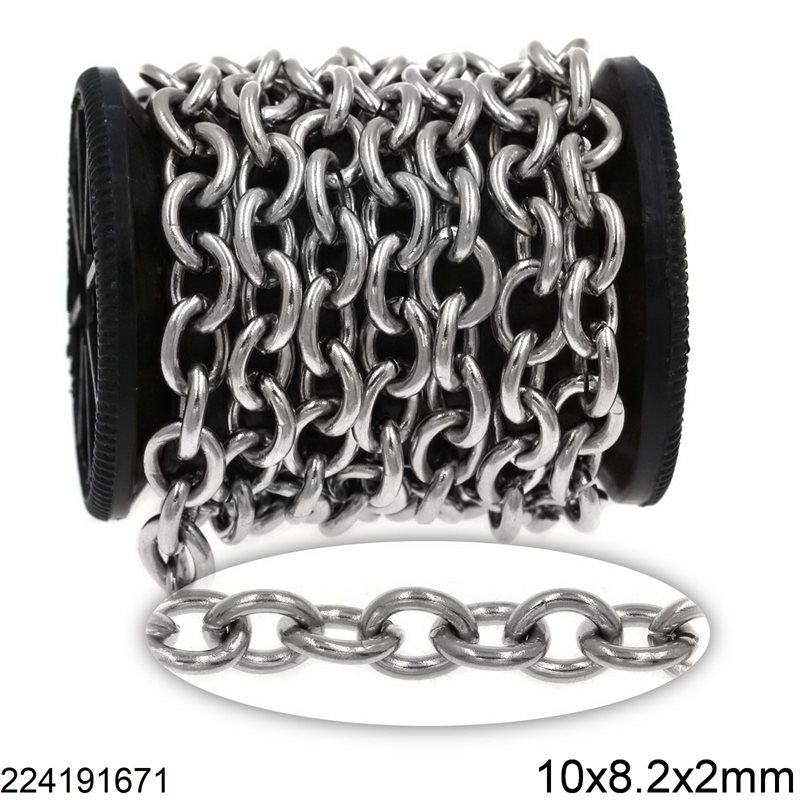 Stainless Steel Oval Link Chain 10x8.2x2mm