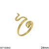 Δαχτυλίδι Ατσάλινο Φίδι με Κεφάλι 5mm, Χρυσό