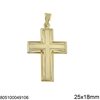 Gold Pendant Cross 25x18mm K14