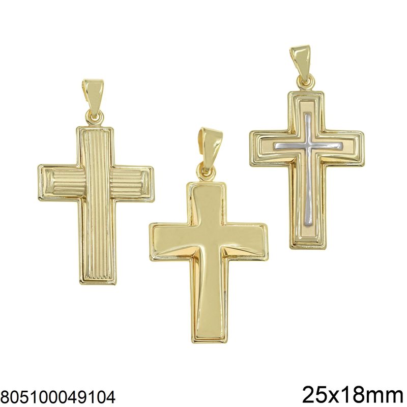 Gold Pendant Cross 25x18mm K14