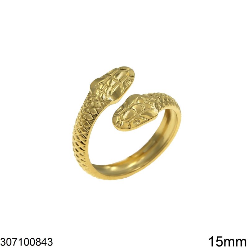Δαχτυλίδι Ατσάλινο Φίδι με Κεφάλι 7mm, Χρυσό