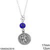 Silver 925 Round Car Amulet Aghios Christophoros with Evil Eye 17mm 12cm